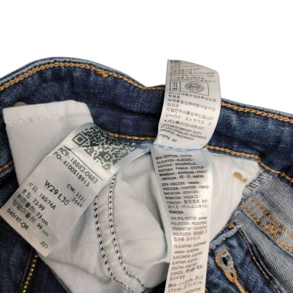 Levi's 721 High Rise Skinny Blue Distressed Denim Jeans - Picture 12 of 15